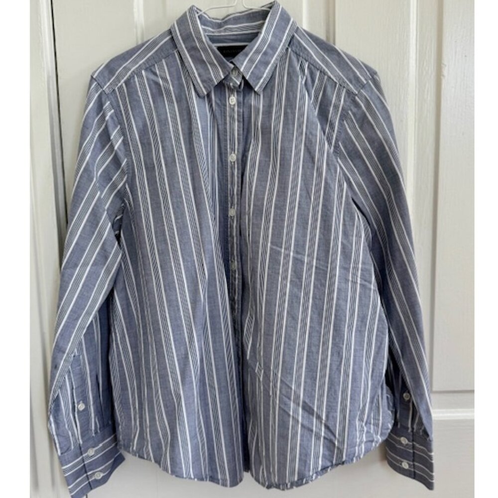 Banana Republic Blue and White Striped Blouse, Size 10